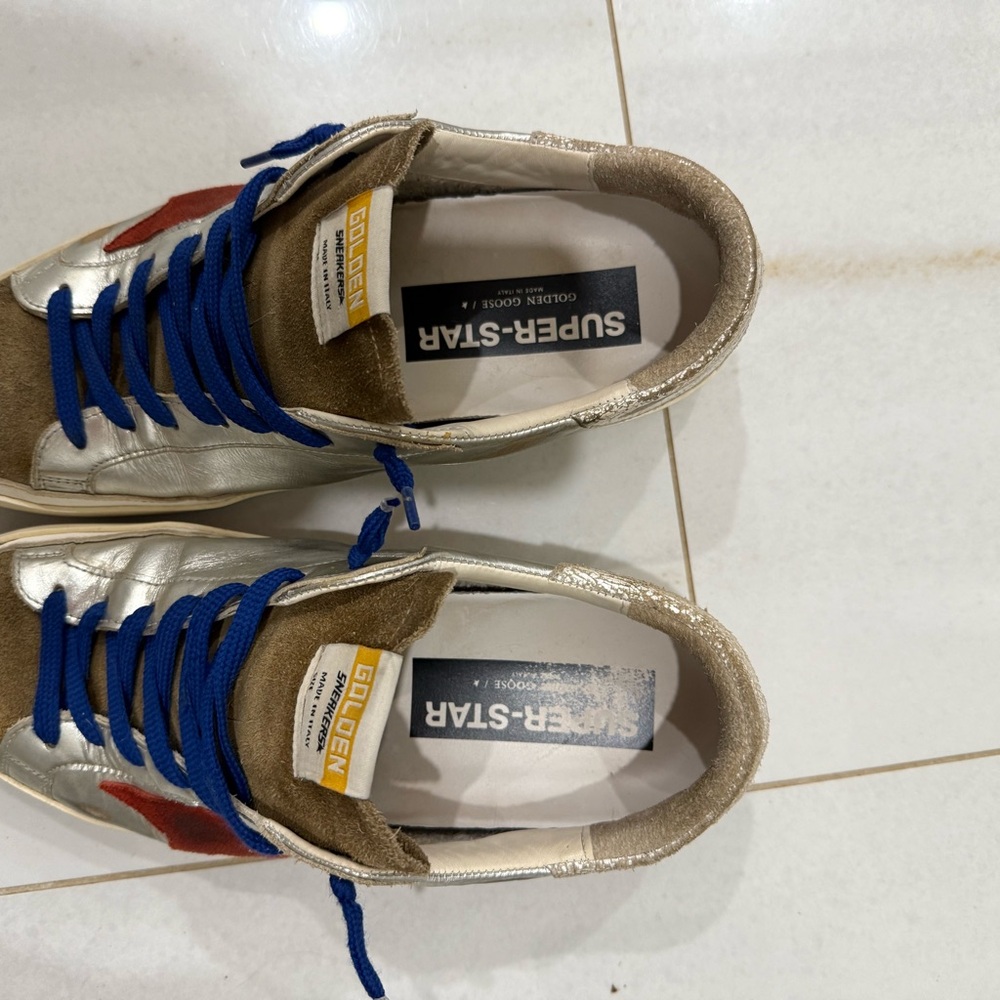 Golden Goose Silver and Red Distressed Sneakers Size 43 - Picture 6 of 11